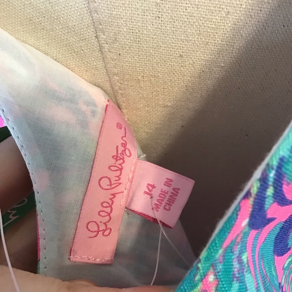 Lilly Pulitzer Pink & Blue Tropical Print Sleeveless Shift Dress - Picture 7 of 8